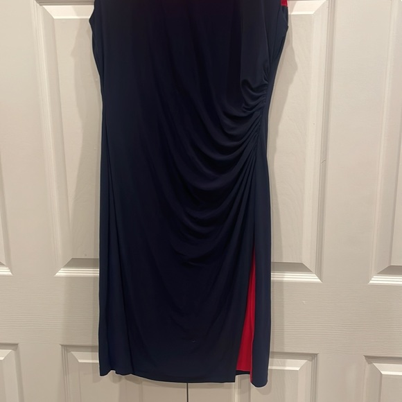 Ralph Lauren navy and red stretch dress Size 12 E20 - Picture 2 of 9
